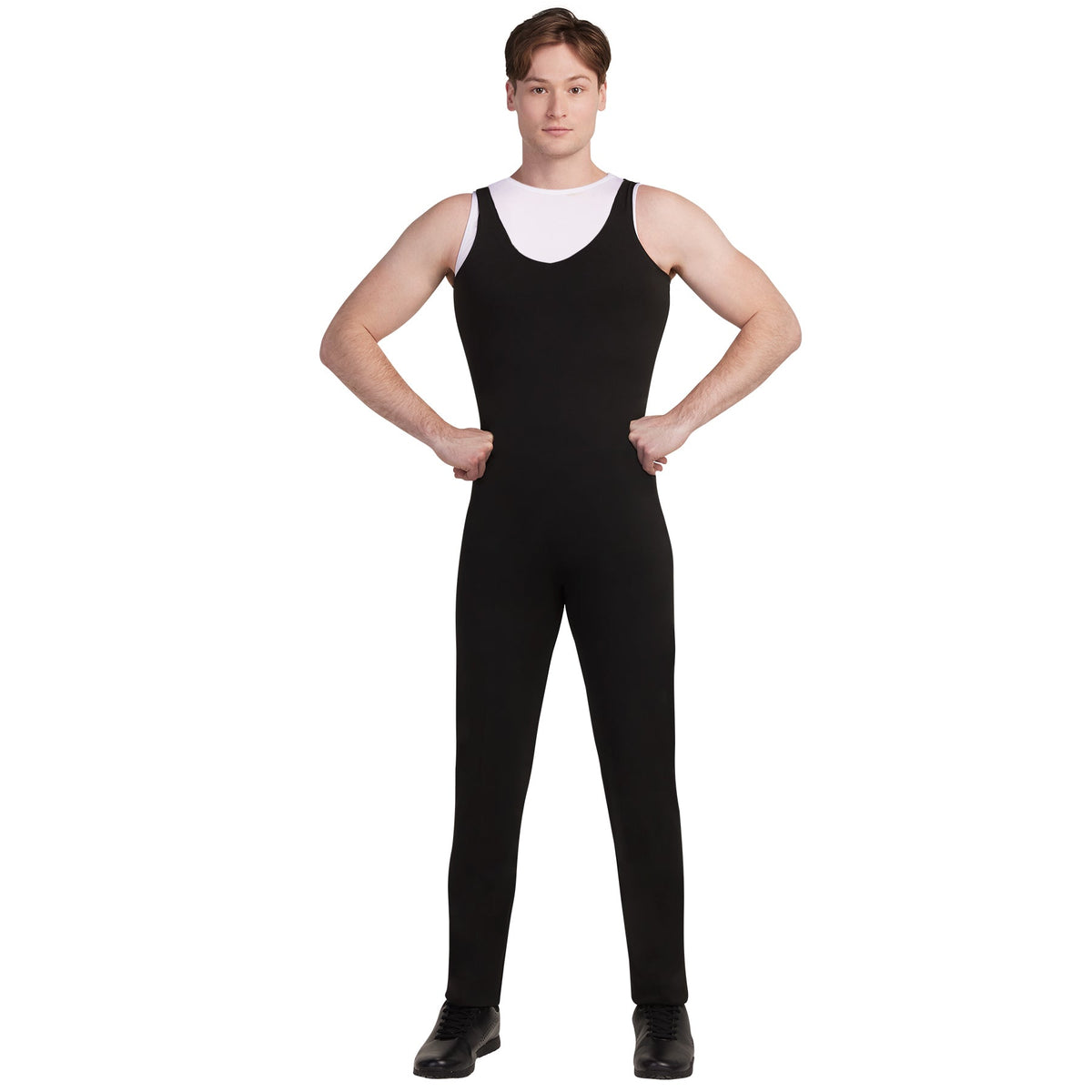 BibFlex by DeMoulin black stretch marching band bibbers made from Algy Flex fabric, featuring tailored fit, discreet rear zipper, and full-length design for enhanced flexibility and comfort.