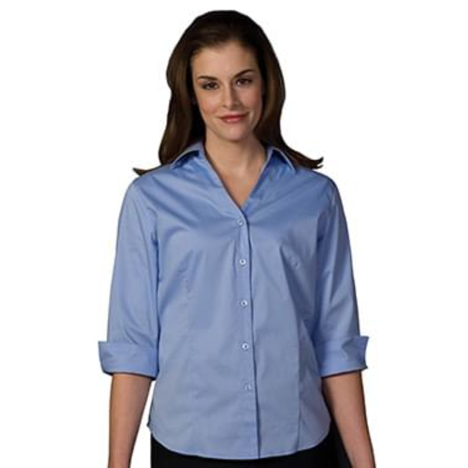 ladies dress blouse Design Blue Generation Ladies 3/4 Sleeve Stretch Poplin Blouse