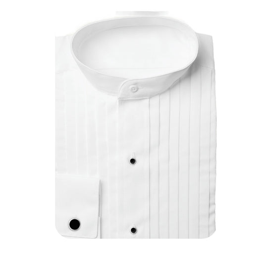 Henry Segal Mens 1/2 Pleat Banded Collar Tuxedo Shirt