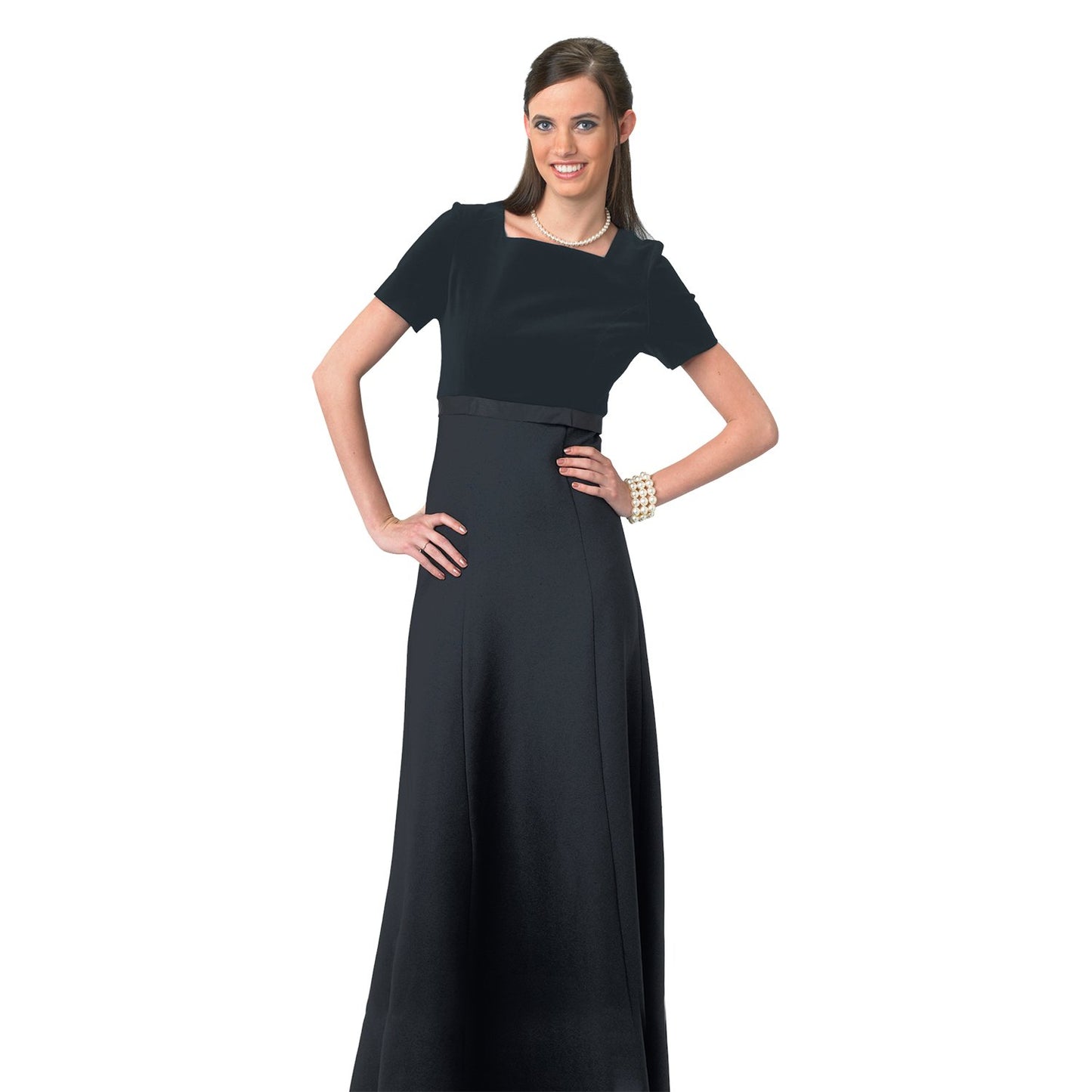 Empire Waist Square Neck Cap Sleeve Dress