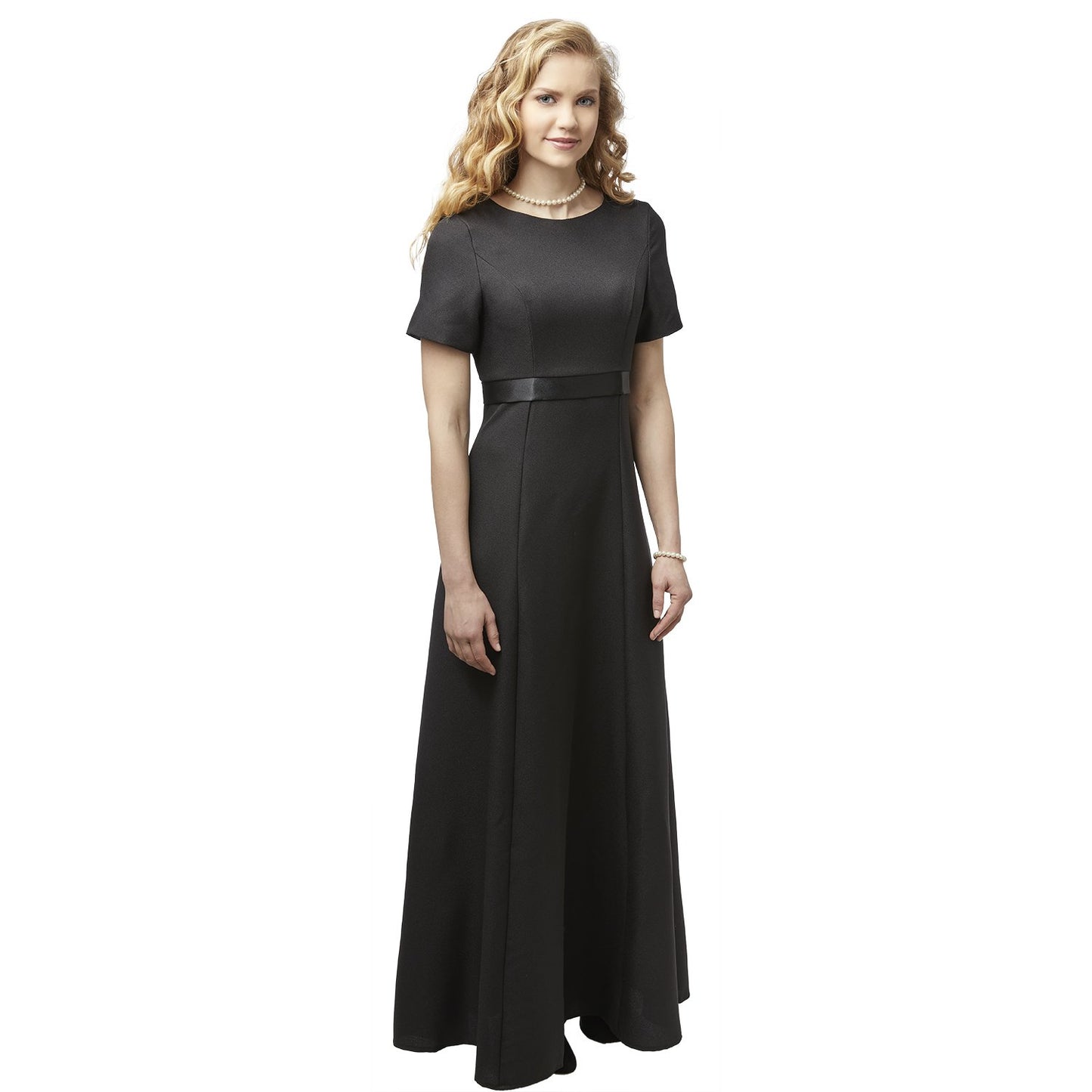 Empire Waist Small Scoop Neck Cap Sleeve Dress