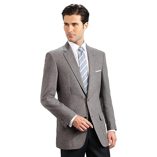 2 Button Polyester Grey Blazer