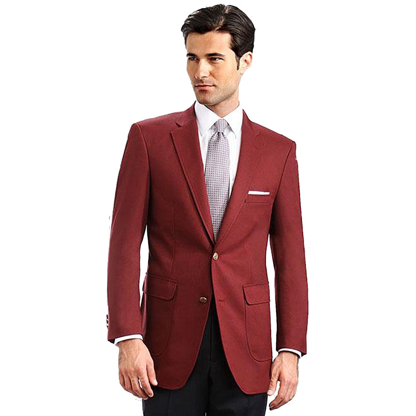 2 Button Polyester Burgundy Blazer