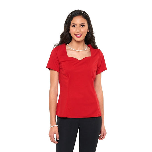 Daphne Short Sleeve Sweetheart Neckline Blouse
