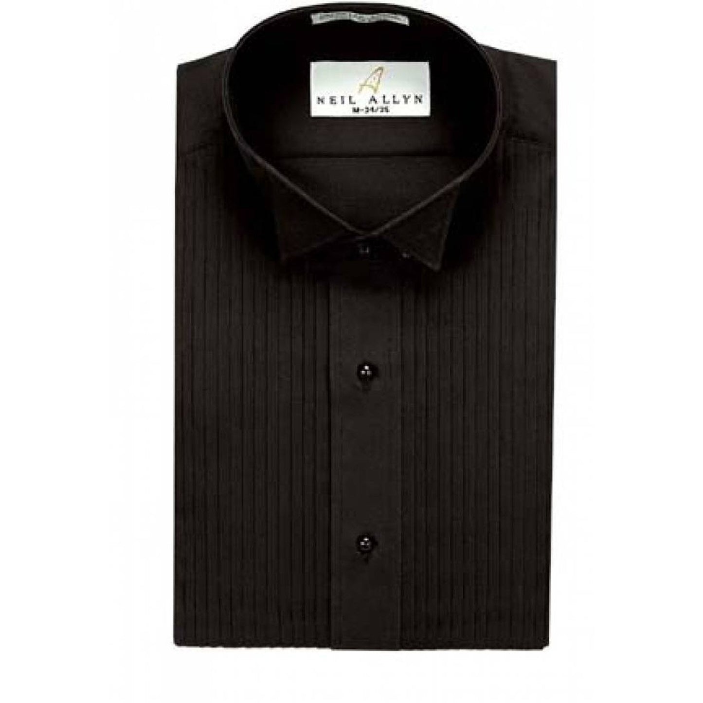 Mens & Boys 1/4" Pleated Wing Collar Tuxedo Shirt- White or Black