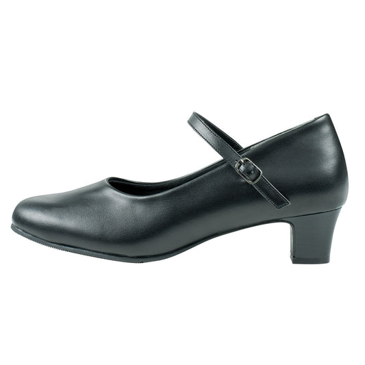 Fame Concert Shoe in black smooth leather with lace-up oxford styling, padded tongue and collar, and low-profile sleek sole suitable for formal band and orchestra wear. Also available in tan