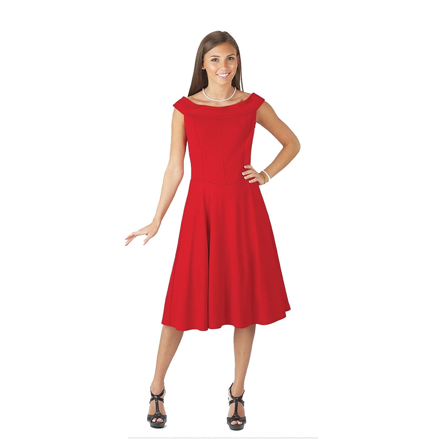 Jessica Dress - Portrait Collar Swing Dress - More Colors