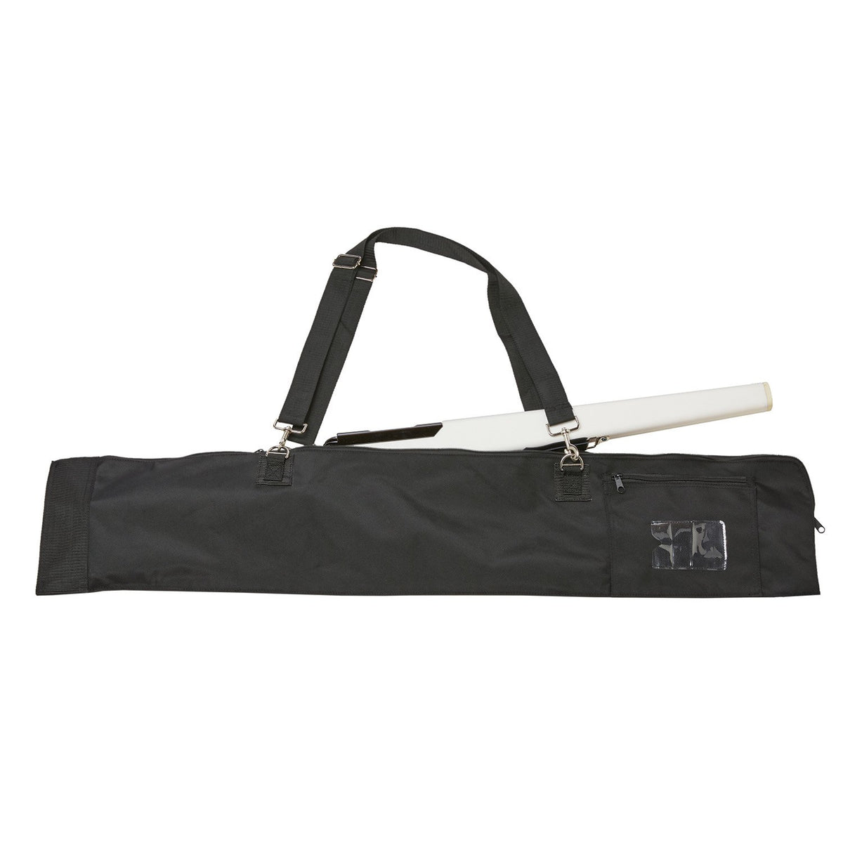Vivace Premium Rifle‑Sabre Bag in black 1680‑denier nylon, 43″ long, with reinforced ends, adjustable padded shoulder strap, top carry handles, full‑length zipper closure, and clear ID window—designed to protect single rifle or saber