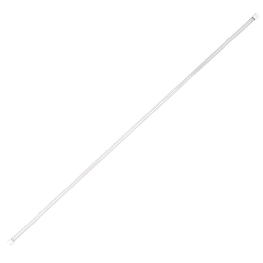 Clear Illusion Pole — 1″ diameter one-piece Lexan polycarbonate staff with smooth surface and white end caps, featuring integrated Velcro strip for flag attachment.