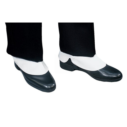 Elastic stirrup straps. Snug, form fitting. Covers up inconsistent look of shoes. Inner elastic snap gore for extra secure fit. Available in black or white