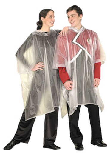 StylePlus hooded poncho in solid color laid flat, showing formed hood, full-length knee or mid-calf cut, and front center seams.