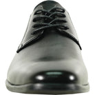 Close-up overhead view of King 1 Oxford showing matte smooth leather upper, neatly aligned lacing, and reinforced toe cap stitching.