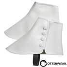 Otterwear spats are made with superior quality white vinyl and bound in white with white snap closure and black elastic.