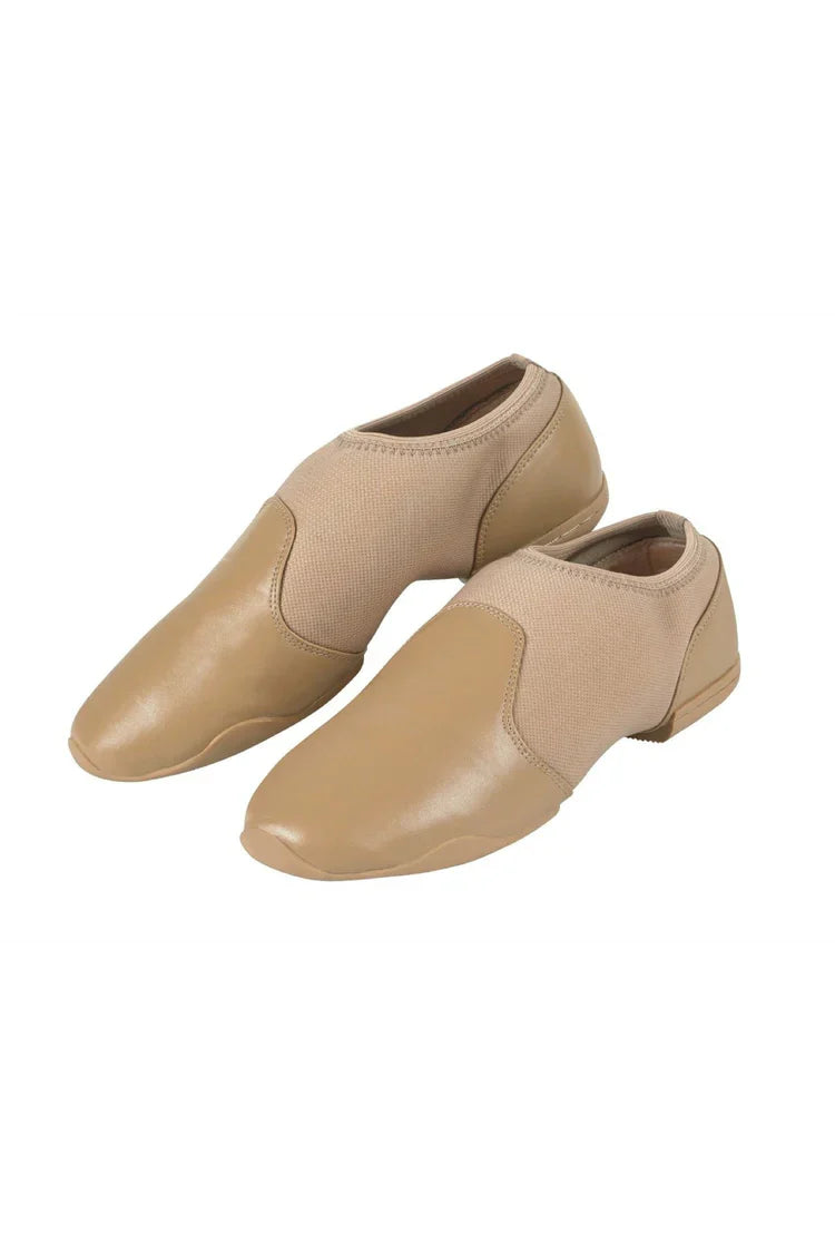 S‑Five split‑sole guard shoe in black (other colors tan, light/medium tan, dark tan), with bonded grip-mesh upper, raised toe box with wing protection, neoprene vamp and heel cup, offering snug support.