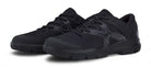 Front/top view of Crossover shoe displaying closed-lace vamp, reinforced toe box, and padded tongue for clean appearance and support in parade formations