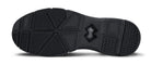 Underside view of Crossover shoe showing non-marking rubber sole with segmented grip zones and flex grooves, offering traction on turf and gym floors.