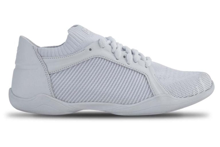 Renegade 1 performance shoe in white/slate gray showing athletic silhouette, low cut ankle, and breathable side vents for event versatility.