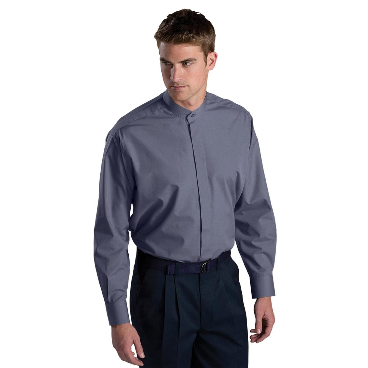 Banded Collar Broadcloth Shirt