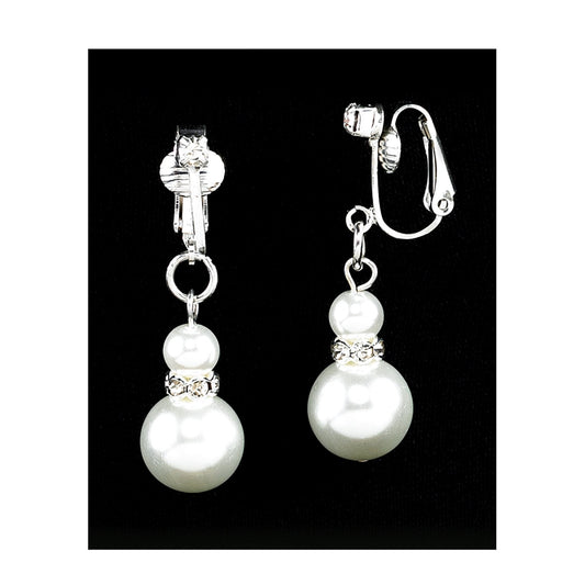 Pearl & Rhinestone Clip-On Earrings