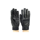 Drum Major Pro Gloves pair in black soft leather with neoprene back panels, featuring reinforced palm stitching, articulated finger seams, and adjustable hook‑and‑loop wrist strap for secure fit.