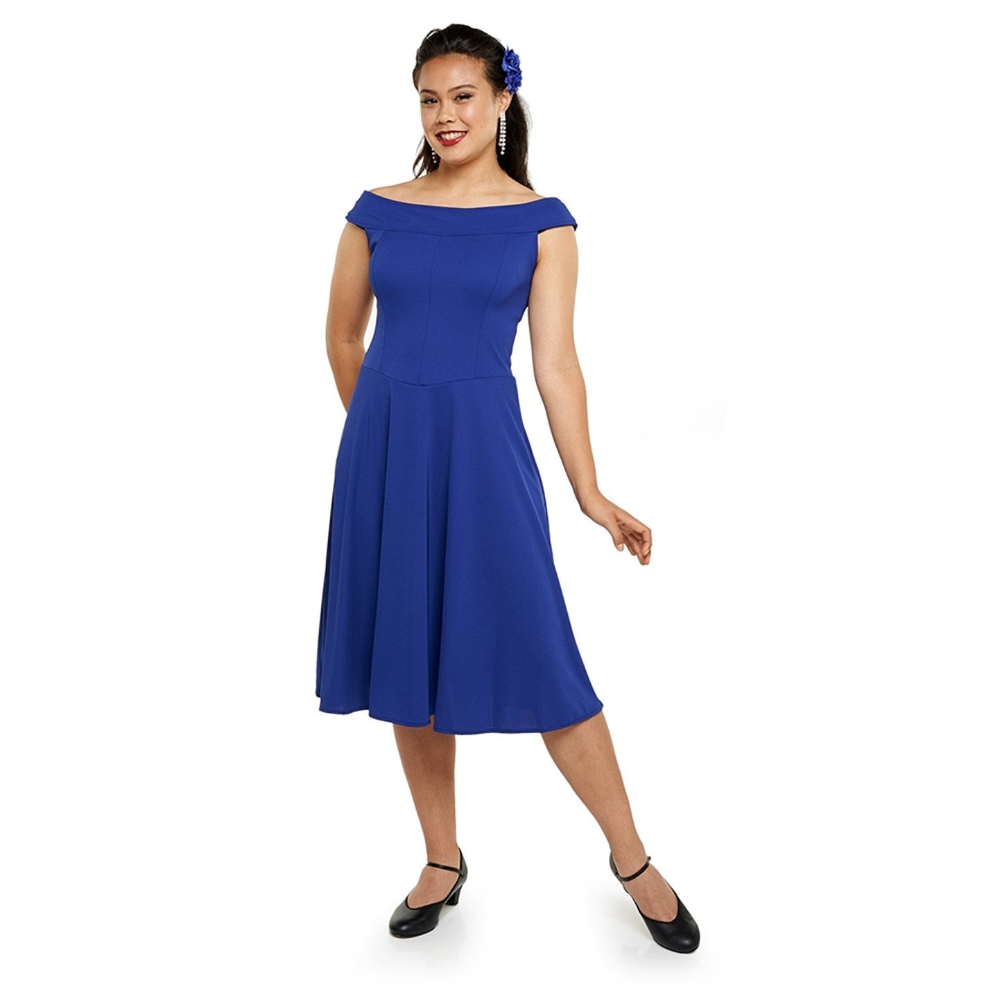 Jessica Dress - Portrait Collar Swing Dress - More Colors