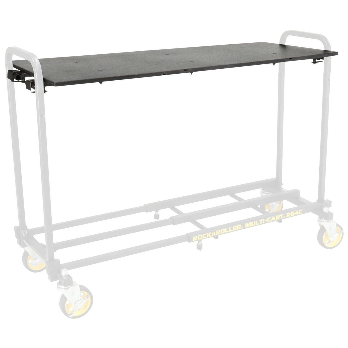Single carpeted panel measuring approximately 39″ × 16″, designed to clip into R6 cart uprights—providing quick, sturdy surface for laptops or sheet music