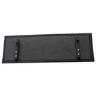 Flat-lay of two carpeted multimedia shelves—one 24″×31″ base shelf and a 10″×31″ upper shelf—with steel support tubes underneath, ready to be attached to a cart frame.