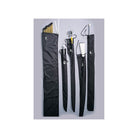 StylePlus nylon mace case in black 430‑denier coated fabric, full-length zipper, reinforced padded ends, adjustable shoulder strap, and sturdy zippered accessory pocket—designed to carry and protect a marching mace